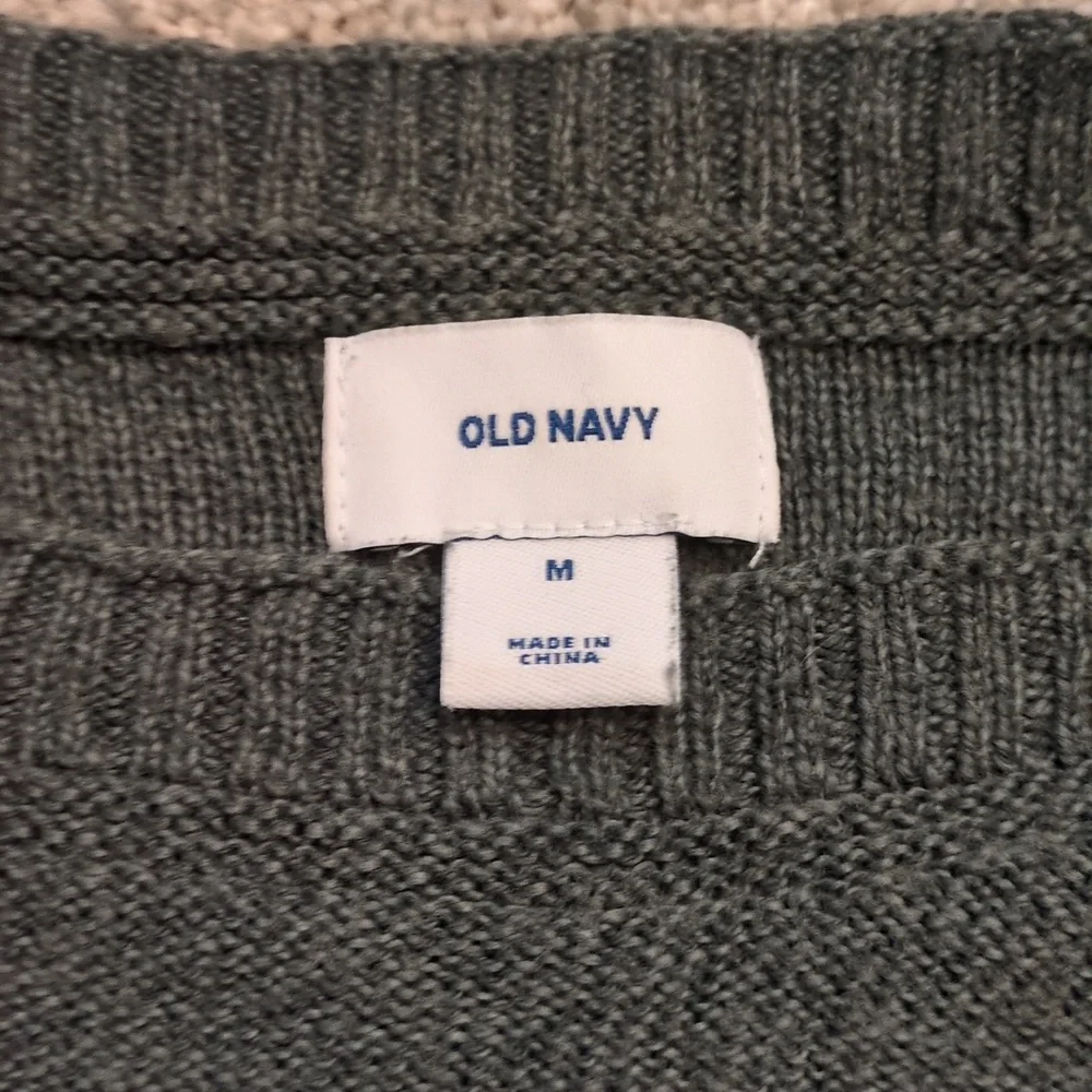 Old Navy green and black striped boatneck tunic sweater size medium